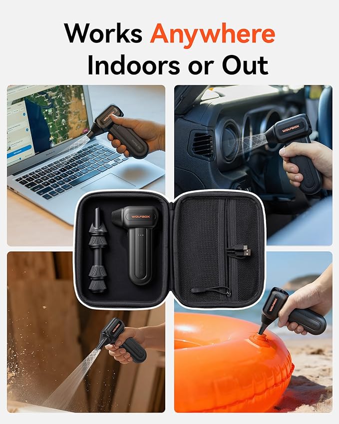 WOLFBOX Hard Carrying Case for MF60/MF70 Electric Air Duster [CASE ONLY, Device Not Included], Shockproof Travel Storage Bag for Compressed Air Blower & Accessories, Splash-Proof