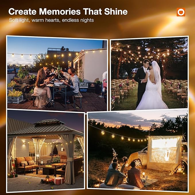 addlon 200FT Outdoor String Lights G40 with Remote Control Dimmable Patio Globe LED 108 Bulbs Waterproof Shatterproof, Hanging Outside Lighting for Backyard Garden, Deck, Balcony, Porch, Café, Bristo