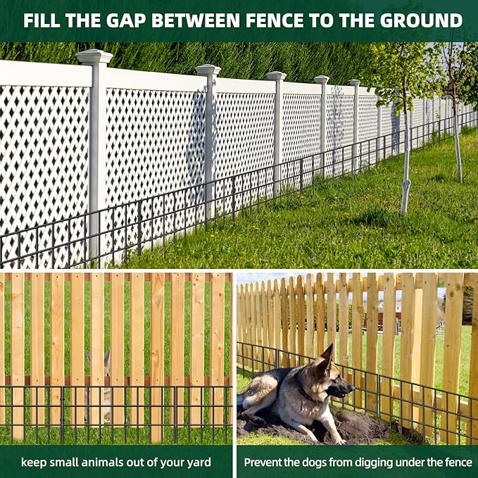 31ft(L) x 13in(H) Animal Barrier Fence, 22 Panels No Dig Garden Fence for Dog Rabbit, Rustproof Anti Digging Barrier, Garden Edging Border Ground Defense for Outdoor, Yard, Patio