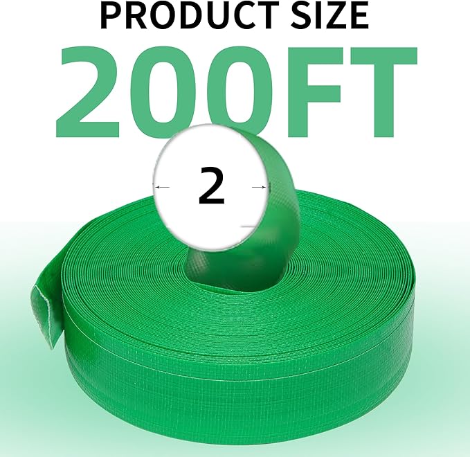 USTAR 2" x 200' Pool Backwash Hose: Pool Drain Hose, Sump Pump Hose with Heavy-Duty 3-Layer, Lightweight, Kink-Resistant for Pool Drain, Irrigation