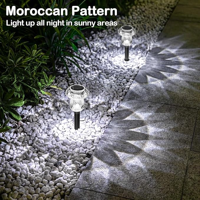 Solar Pathway Lights Outdoor 16 Pack Mushroom Garden Lights Waterproof Solar Powered Yard Lighting for Landscape, Driveway, Path, Walkway, Patio, Outside Garden Decorations, 6000K Cold White