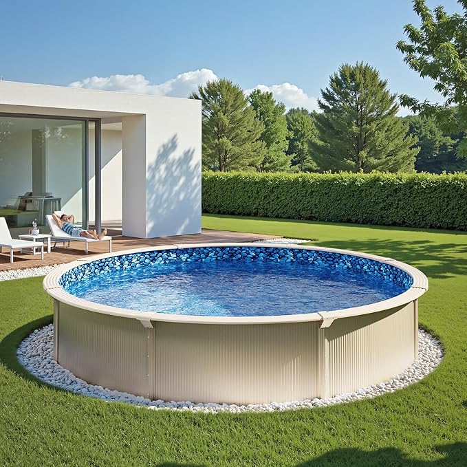 VEVOR 27-ft Round Above Ground Pool Liner, Overlap Pool Liners, Standard Gauge Vinyl, 48-to-54inch Wall Height, Designed for Steel Sided Above-Ground Swimming Pools