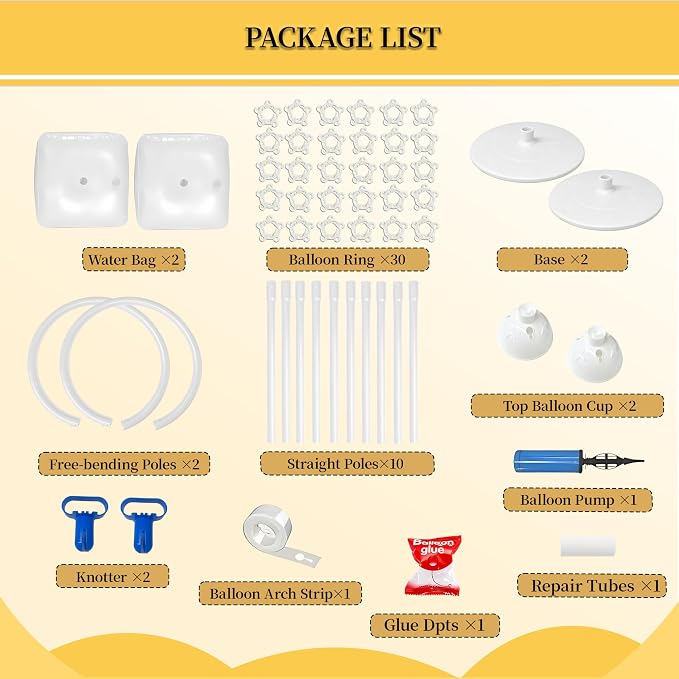 Balloon Arch Kit,Adjustable 8.2FT & 6FT Half Balloon Arch Stand with Base for Birthday Wedding Baby Shower Graduation Party Decorations(White)