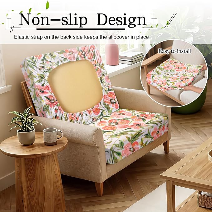 Newwiee 12 Pcs Patio Cushion Covers Outdoor Stretch Sofa Couch Cover Replacement Couch Slipcover Sofa Seat Chair Porch Patio Furniture Protector, Flexibility Washable(Colorful,Vivid Floral Leaf)