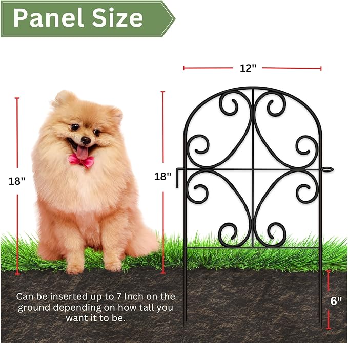 ShopLaLa Garden Fence Border Animal Barrier (10 Panels) 12in(L) x 24in(H) Metal Wire Fence Butterfly Arch Panel Outdoor Fencing Rustproof for Lawn Landscape Decor Small Dog Fences for the Yard Patio