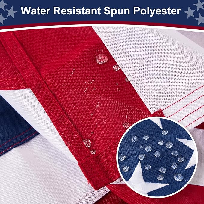 American Flag 3x5 ft Heavy Duty TearProof Series, All Weather High Wind US Flag, Premium Spun Polyester with Embroidered Stars, Sewn Stripes, Brass Grommets for Outdoor Use