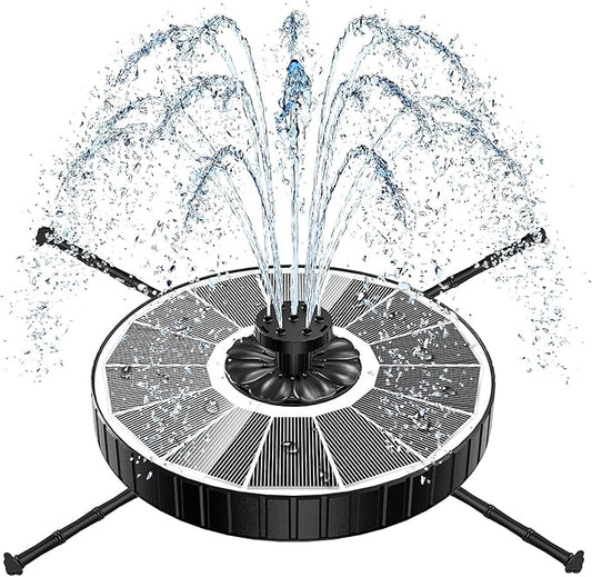 Yzert Solar Fountain, 3-Level Adjustable Water Height, 3.5W Glass Powerful Outdoor Fountain Pump with Rotating Rods & 7 Nozzles for Bird Bath, Garden, Pond, Patio, Flower Pot (2026 Model,White)