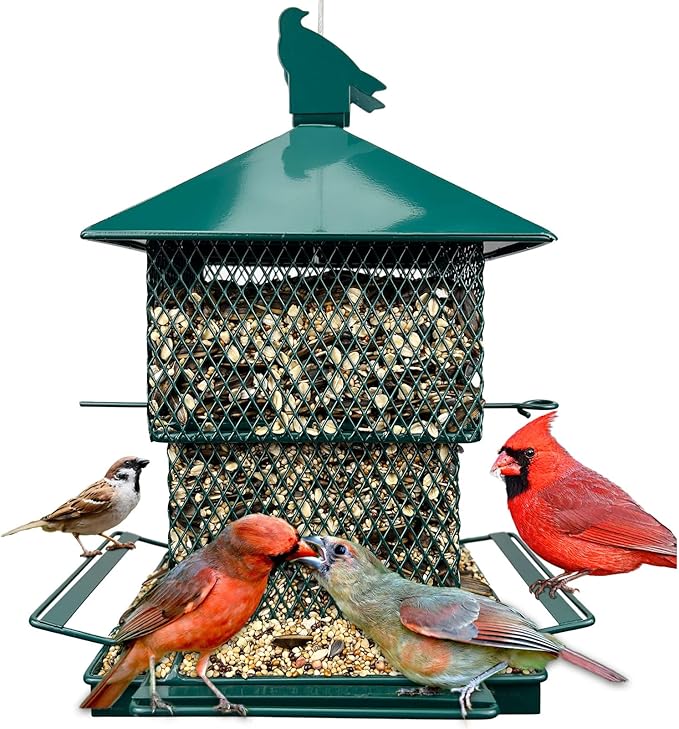 Bird Feeders for Outdoor Hanging, Heavy Duty Metal Bird Feeder, 6lb Large Capacity, Supports Cardinal, Finch, Blue Jay and Wild Birds