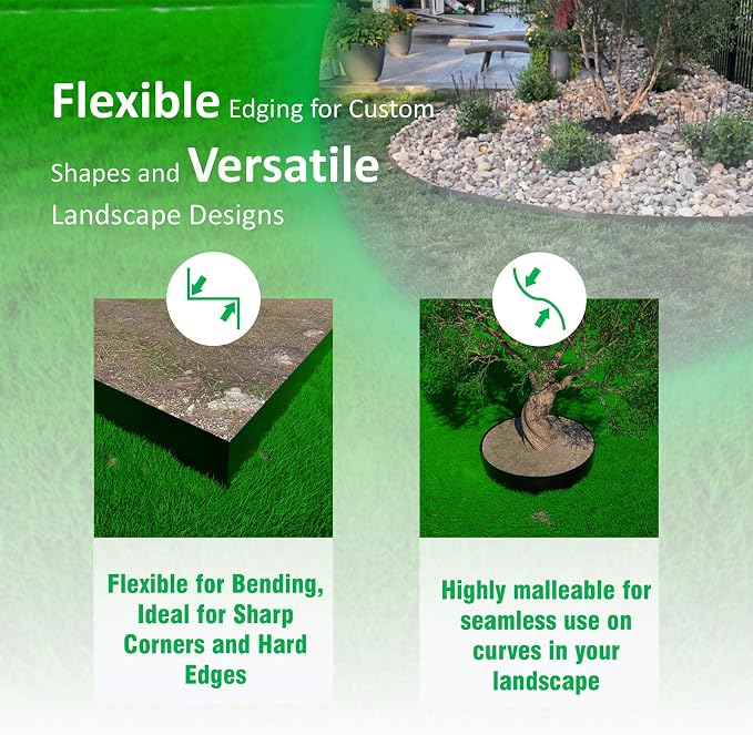 20ft. 6-Pack Galvanized Metal Edging for Landscaping - 40" L x 8" H Metal Landscape Edging with 6 Stakes, Hammer-in Steel Garden Border for Flower beds, Lawn & Yard (Black)