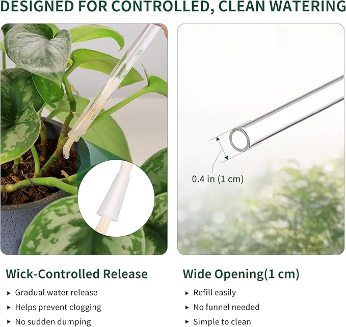 Soilagua 6.8 oz Wick-Controlled Plant Watering Globes, Self Watering Globes for Everyday and Vacation Use, Iridescent Glass Water Bulbs, Automatic Plant Waterer, 4 Pack