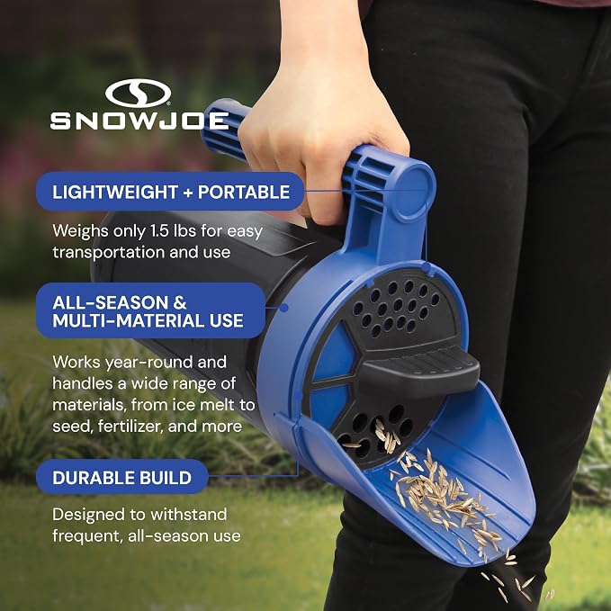 Snow Joe 2 Pack Handheld Multi-Purpose Spreader, 5 Lb Capacity - Adjustable Dial Flow Control for Ice Melt, Grass Seed, Fertilizer, and More, SJSPD1