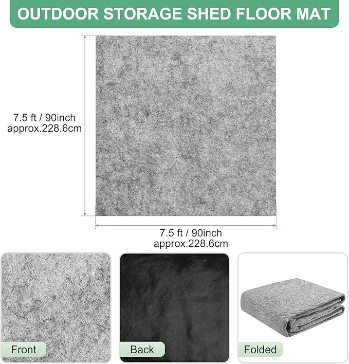 M METERXITY Outdoor Storage Shed Mat, 7.5x7.5 FT Waterproof Small Shed Flooring Mat for Patio Furniture Floor Protecting from Wear/Liquid/Dust/Oil, Non-Slip Carport Pad [Grey White]