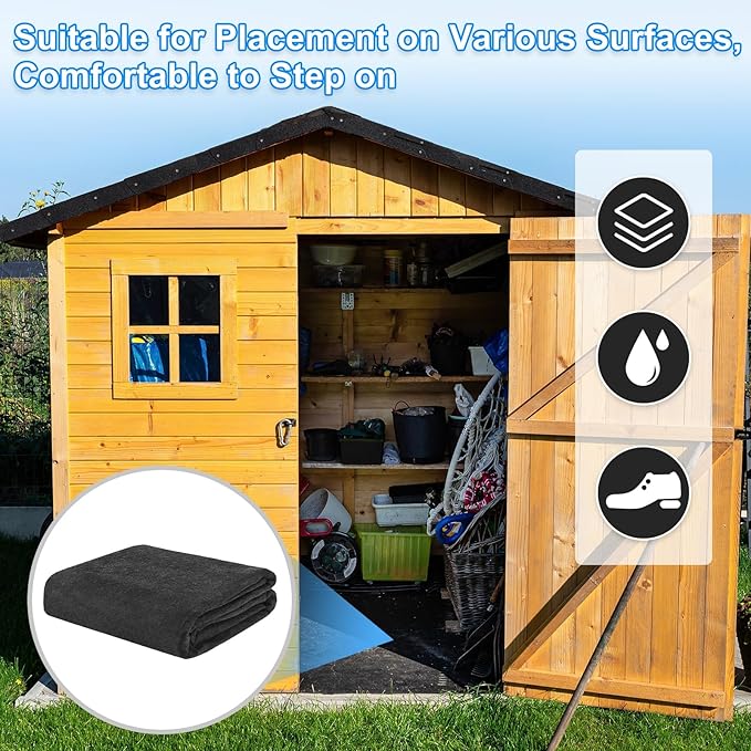 M METERXITY 3 mm Thickened Outdoor Storage Shed Mat, 4.9x9.2 ft Waterproof Shed Flooring Mat for Patio Furniture Floor Protecting from Wear/Liquid/Dust/Oil, Non-Slip Felt Rubber Rug Pad [Grey]