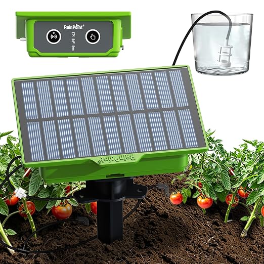 RainPoint WiFi Solar Drip Irrigation System Indoor & Outdoor,WiFi HUB Need | App Control Smart Automatic Plant Watering, Tap Free, Solar & USB-C, 10-15 Plants, for Balcony, Backyard & Container Garden