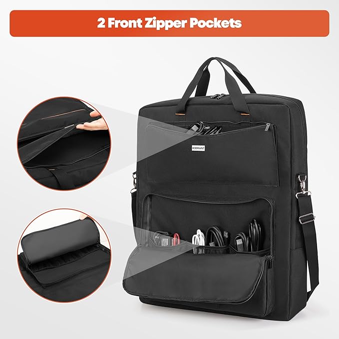 HODRANT Solar Panel Storage Bag, Solar Panel Carrying Case Compatible with Anker SOLIX PS30 PS100 PS200, Carrier Box Protective Case for 2 Panels, Carry Cover with Pockets & Handles, Bag Only