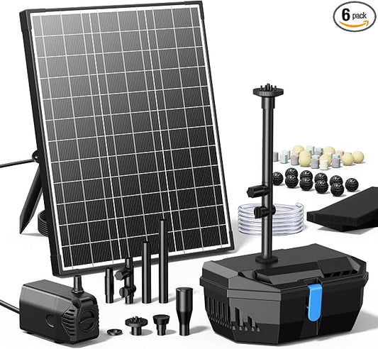 NFESOLAR Solar Water Fountain Kit, Pond Filter with 20W Solar Panel, 120 GPH Solar Water Pump, 4 Sprayers for Outdoor Pond 120-300 Gallons, Fish Tank and Garden Water Features N3212