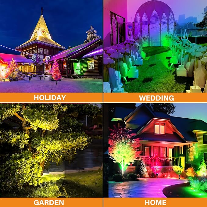 Low Voltage RGBW LED Landscape Lights Spot Lights Outdoor for Yard Garden Decor Spotlight, 12V-24V Low Voltage Landscape Lighting with 16 Color Changing and Remote IP68 Waterproof (6)