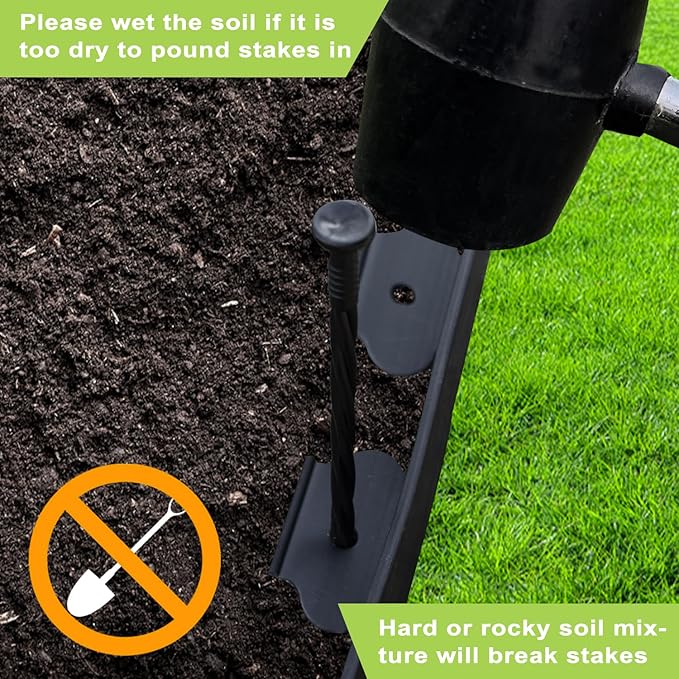 Hugeleaf Landscape Edging 2 Inches Tall, 50 Feet Garden Edging Border with 60pcs Spikes, Flexible Plastic Lawn Edge for Landscaping Flower Beds Yard Pathway