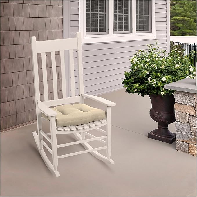 Arden Indoor/Outdoor Rocking Chair Or Wicker Chair Cushion, 2-Pack, 20 x 18, Water Repellent, Rain Proof, Fade Resistant Cushion for Rocking Or Rounded Back Chair Tan Leala