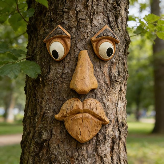 Tree Faces Decor Outdoor, Large Whimsical Old Man Tree Hugger Statues, Resin Tree Art for Garden Yard Patio, Funny Tree Peeker Sculptures for Halloween Easter (A)