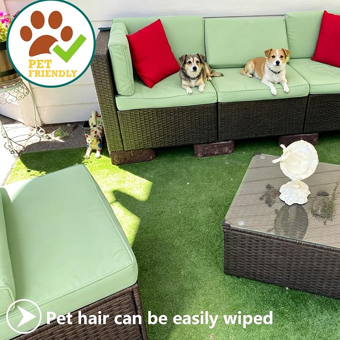 Outdoor Cushion Covers Replacement 14 Pcs Patio Cushion Covers fit for 7Pieces 6-Seater Wicker Rattan Sectional Couch Sofa Outdoor Cushion Slipcovers Set Seat and Back Cover Only, Bean Green