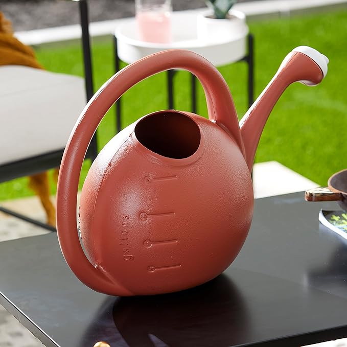 2 Gallon Plant Watering Can - Large Plastic Garden Water Pot with Dual Spray Options for Indoor Outdoor Plants Flower, Clay