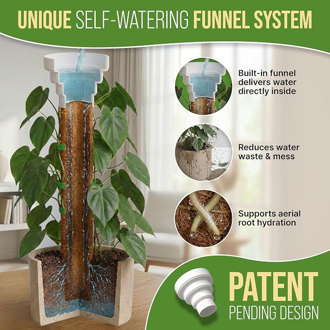 Organo Republic Moss Pole Monstera Plant Support Stakes - Unique Self-Watering, Extendable Coco Coir Pole for Climbing Plant Supports for Potted Plants Indoor for Monstera, Pothos & More