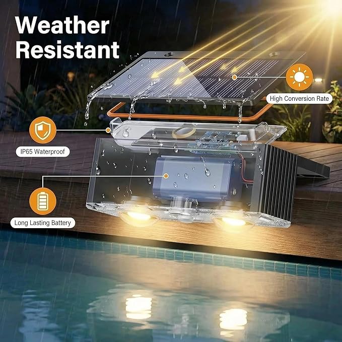 12 Pack Solar Pool Lights for Above Ground Pools, Swimming Inground Pool LED Lighting Solar Powered, Outdoor Poolside Fence Deck Accessories Decor