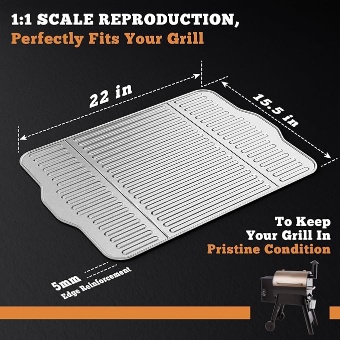 NUPICK 10-Pack BAC507 Grill Drip Tray Liners for Traeger Pro 575, Pro 22 and Elite 22, Grill Accessories for Traeger, Aluminum Disposable Drip Trays,Heat-Resistant Grill Accessory, 22in X 15.5in