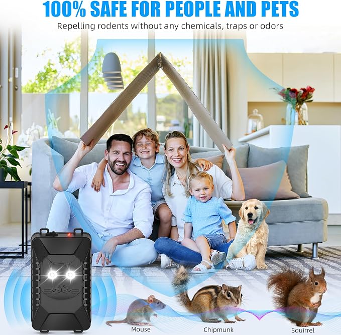 Upgraded Rodent Repellent for Car Engines Ultrasonic Mouse Deterrent for Rat Mice Squirrels Battery Operated Car Rodent Repellent Under Hood Rat Deterrent for Attic Barn Garage Indoor Outdoor,2 Pack