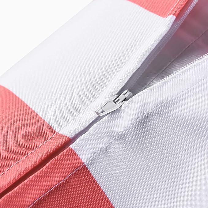 Western Home Pack of 2 Decorative Outdoor Solid Waterproof Striped Throw Pillow Covers Polyester Linen Garden Farmhouse Cushion Cases for Patio Tent Balcony Couch Sofa 20x20 inch Pink