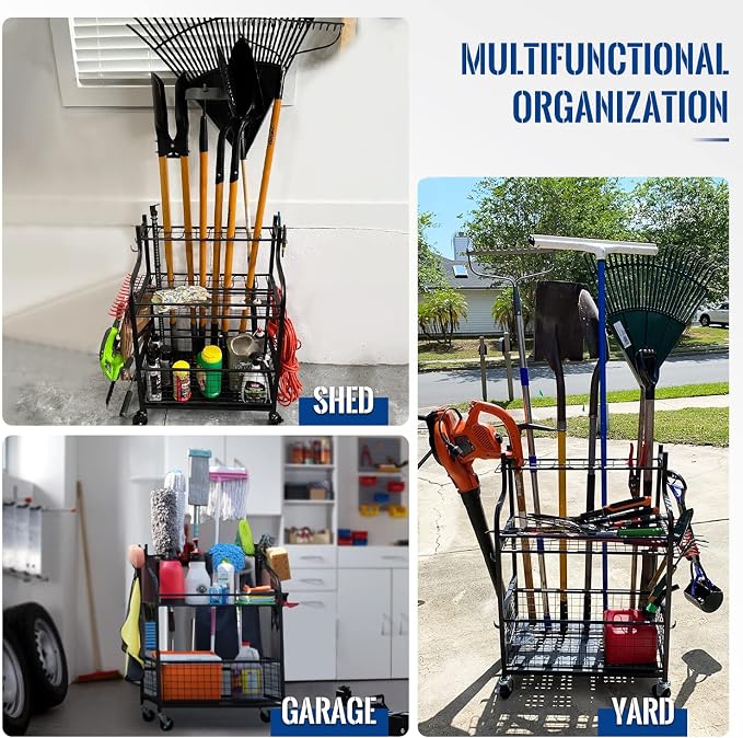 Mythinglogic Garden Alloy Steel Tool Organizer for Garage, Garage Bike Rack Storage Organizer