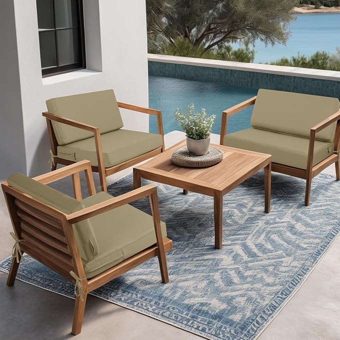 idee-home Outdoor Chair Cushions for Patio Furniture, Outdoor Seat Cushion | Waterproof Hampton Bay Deep Seat Replacement Couch Cushions for Garden Lawn Backyard Deck 26.5 x 26.5