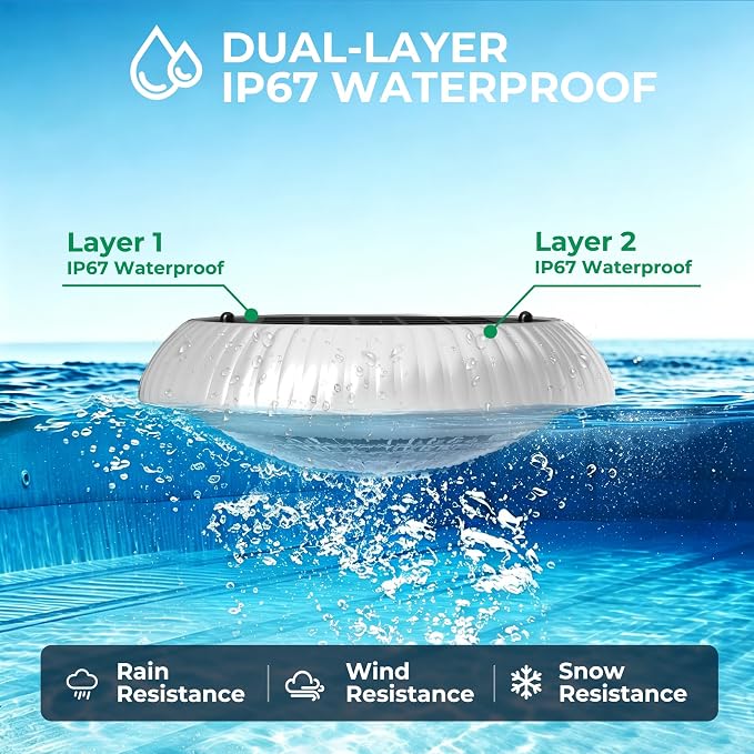 COXSENI Solar Floating Pool Lights with Remote, 6.4’’ Pool Lights that Float, IP67 Waterproof, 6 Fixed Colors & 12 Dynamic Modes, 3 Timer Options for Pool, Bathtub, Garden & Party, 1 Pack