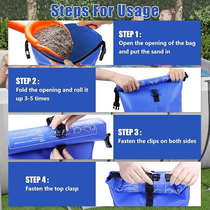 2 Pack 75lb Heavy Duty Pool Ladder Weights, No Breaken Pool Step Weights for Above Ground Pools, 500D PVC Waterproof Pool Stair Weights Pool Sand Bags for Above Ground Swimming Pools Stair (Blue)