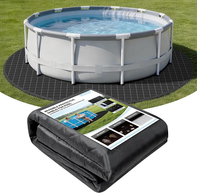 LXKCKJ 15FT Round Pool Pads for Above Ground Pool, Protects Pool Liner, Heavy Duty Puncture Resistant Fabric Pool Mats for Pool Bottom - Prevents Punctures - Weed Barrier - Extends Liner Life