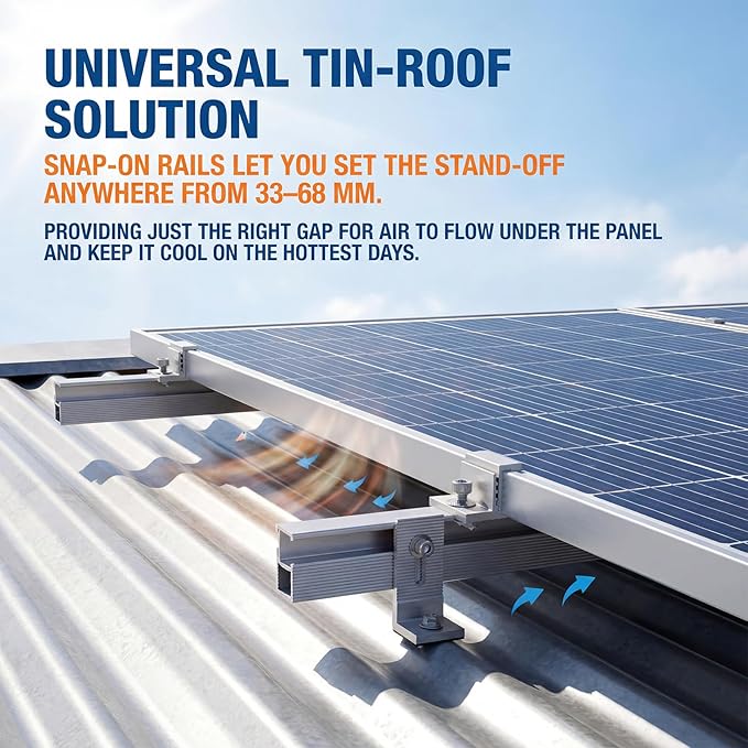 Solar Panel Mounting Rail Kit for 10 x 320W Panels, Includes 16 x 47.2 Aluminum Rails, Adjustable Clamps, L-Brackets & Grounding Hardware, Racking System for Metal, Tile, Shingle Roof