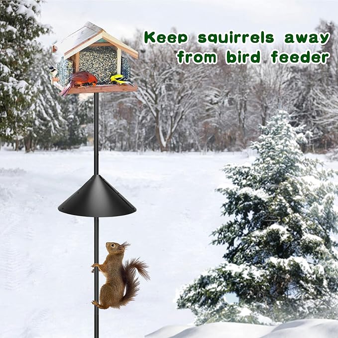 Squirrel Baffles for Protecting Outdoor Bird Feeder Pole and Bird Houses, Pole Mount Squirrel Proof Guard Stopper for Bird Pole-(Black, 16 inch,2 Packs)