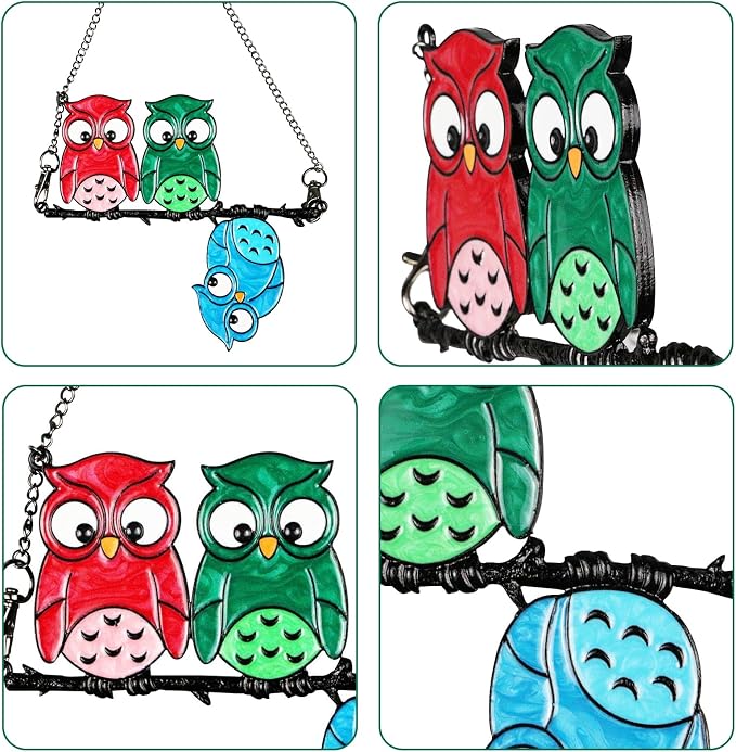 Stained Glass Sun Catcher Owl - Window Decor, Bird Light Trap