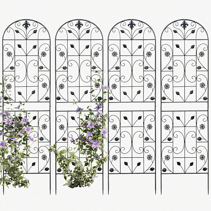 Trellis for Climbing Plants Outdoor, （4 Pack 70.8x19.6-inch）, Generic Metal Garden Trellis, Rustproof, Easy Assembly,（Black）