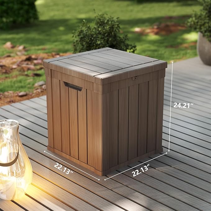 Outdoor Storage Box 50GAL Waterproof Resin Deck Box,Pool Accessories Supplies，UV-Resistant Lockable Package Delivery Bin for Garden Tools,Large Patio Outside Cushions,Chest,Furniture,Grey