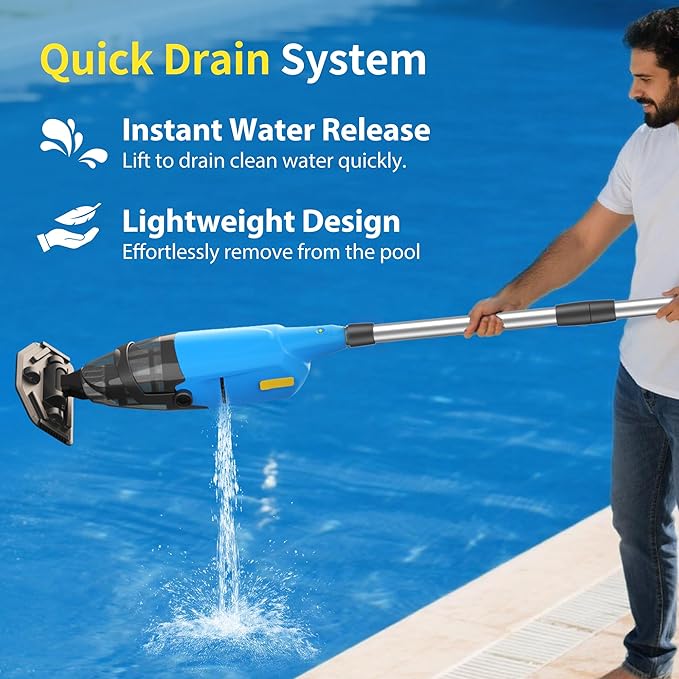 Handheld Pool Vacuum for Above Ground Pools,Cordless Pool Vacuum with Powerful Suction up to 15GPM, Ideal for Leaves and Debris,Pool Vacuum for Hot Tubs and Inground Pools