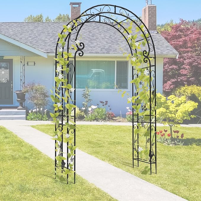 Garden Abor - 88"(H)*51"(L), Sturdy Metal Garden Arch with Rust-Resistant Finish, Trellis for Climbing Plants Outdoor, Ideal as Wedding Arches for Ceremony（20MM Pipe）