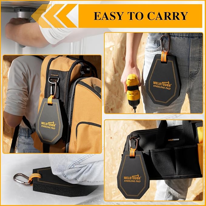 MELOTOUGH Bucket Caddy Organizer Bucket Tool Organizer for Garden Tools, Mini Kneeling Pad with Carabiner Clip, Portable 1 Inch Thick NBR Foam Kneeling Pads for Work Construction, Mechanics, Plumbers