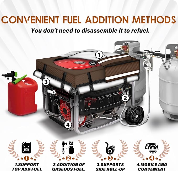 2025 Upgrade 900D+210D Heavy Duty Thicken Fabric. GUYISS Generator Covers While Running. 32"L×24"W×24"H, Top Can Be Opened for Refueling, Compatible with 4500W-10000W Frame Generator, Coffee.