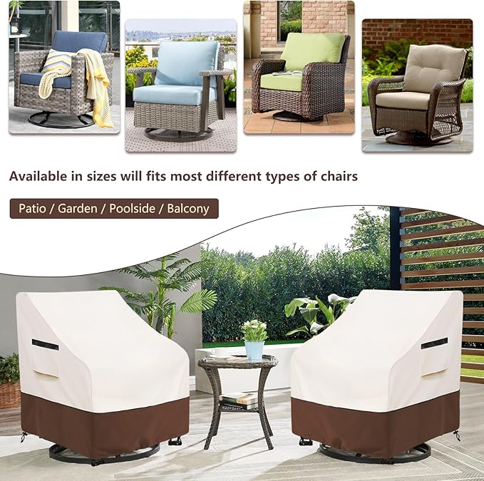 Patio Chair Covers Waterproof Patio Furniture Covers,33W x 37D x 38.5H Inches Outdoor Swivel Chair Cover 4 Pack -Beige