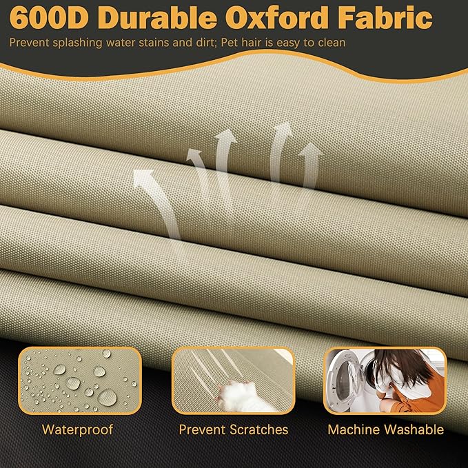 Sqodok Patio Cushion Cover 25x25 inch, Waterproof Outdoor Cushion Covers Replacement for Outdoor Furniture, Large Cushions Slipcover Set of 4 Sectional Cushions Cover for Sofa Couch Chair, Tan