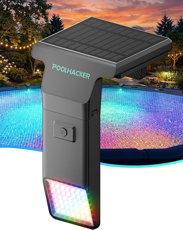 Solar Pool Lights for Inground & Above Ground Pool, 10-Color 4-Mode LED Pool Lights, Underwater Swimming Pool Lights with Timer, Submersible Pool Lights with Remote, Waterproof Design (Black, 1 Pack)