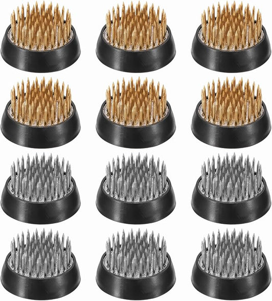 PATIKIL 12 Pcs Floral Frogs Kenzan, 1.3 Inch Round Brass Steel Flower Arrangement Holder, Arranger Pin Fixed Tool for Vase Centerpiece, Wedding, Home Decoration, Brass/Silver/Black