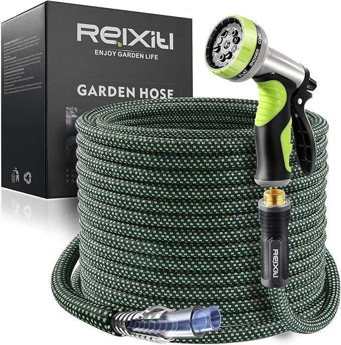 Relxitl Garden Hose, Flexible Water Hose, Ultra Lightweight Non-Expanding hose with 10 Function Sprayer, Leak proof, Pressure Resistant for Yard, Outdoor (Green, 75FT)